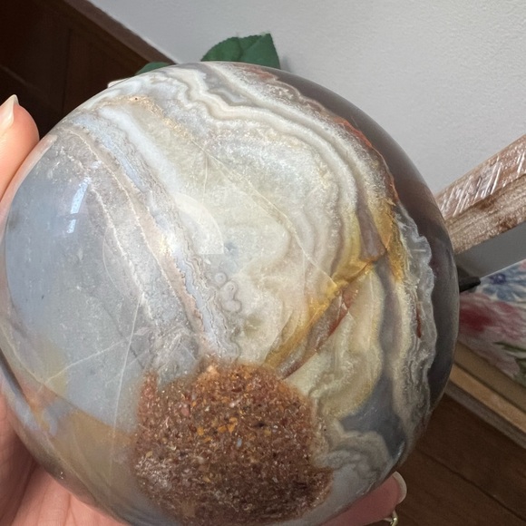 Mexican Crazy Lace Agate Extra Large Sphere, free form 2 pcs Bundle - Picture 2 of 10